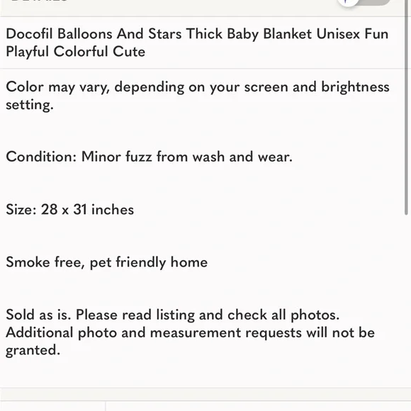 Docofil Balloons And Stars Thick Baby Blanket Unisex Fun Playful Colorful Cute - Picture 5 of 6